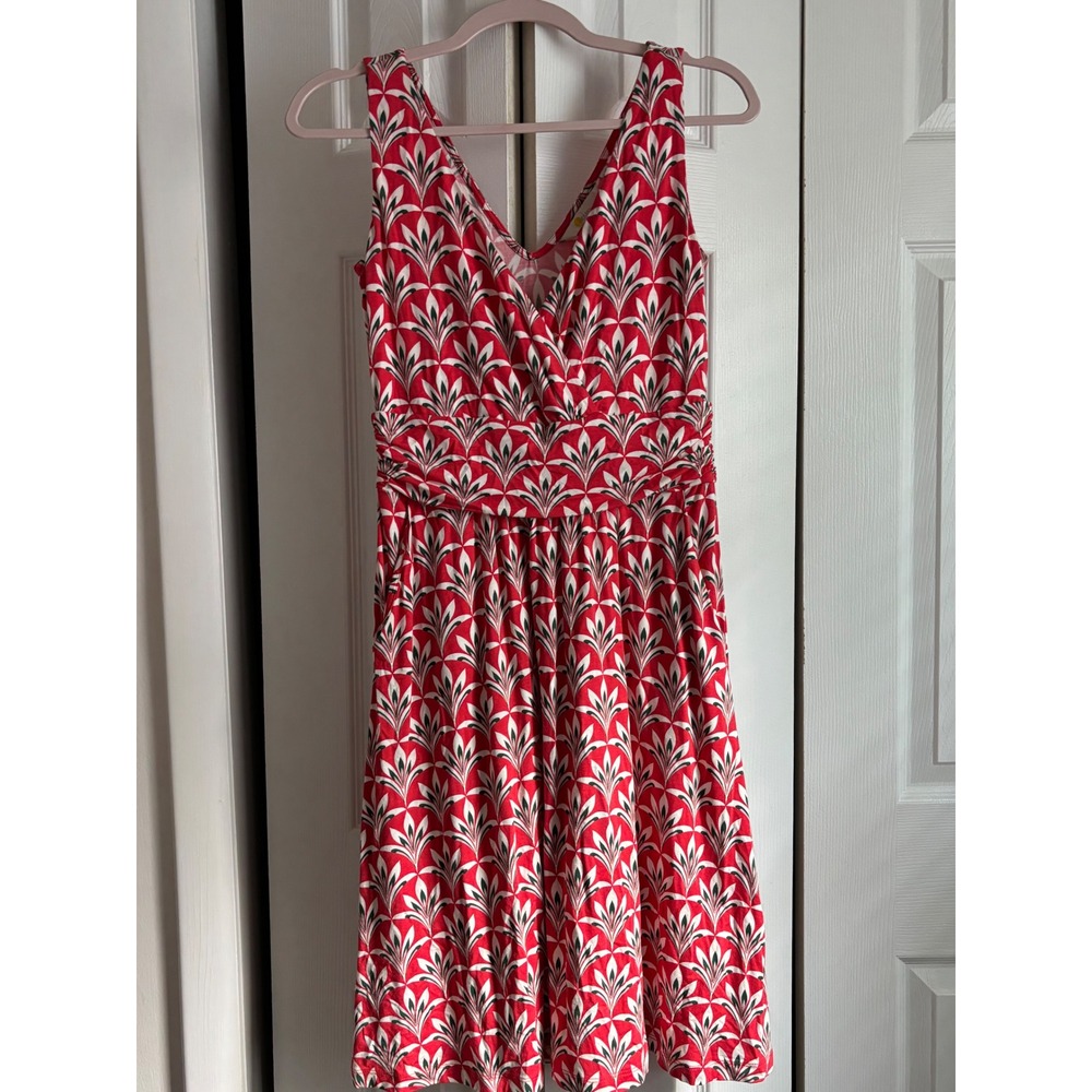 Boden Sleeveless Wrap Front Dress – Size 4 – Watermelon Red Floral Print - Picture 6 of 10
